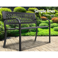 Steel Modern Garden Bench - Black