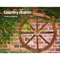 Garden Decor Outdoor Ornament Wooden Wagon Wheel