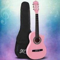 Alpha 34 Inch Classical Guitar Wooden Body Nylon String Beginner Kids Gift Pink