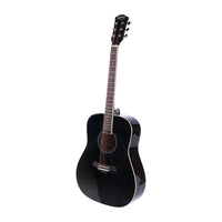 Alpha 41 Inch Acoustic Guitar Wooden Body Steel String Dreadnought Black