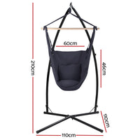 Hammock Chair Outdoor Camping Hanging with Steel Stand Grey