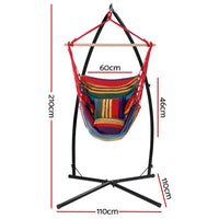 Hammock Chair Outdoor Camping Hanging with Steel Stand Rainbow