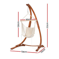 Wooden Hammock Chair with Stand Outdoor Lounger Camping Hammock Timber