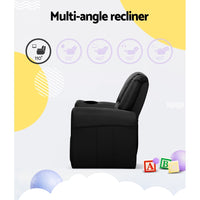 Kids Recliner Chair PU Leather Sofa Lounge Couch Children Armchair Black