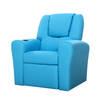 Keezi Kids Recliner Chair PU Leather Sofa Lounge Couch Children Armchair Blue