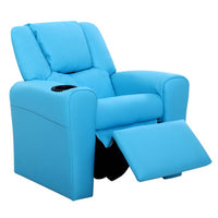 Kids Recliner Chair PU Leather Sofa Lounge Couch Children Armchair Blue