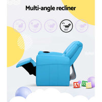 Kids Recliner Chair PU Leather Sofa Lounge Couch Children Armchair Blue