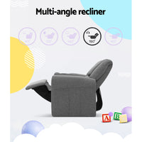 Kids Recliner Chair Linen Soft Sofa Lounge Couch Children Armchair Grey