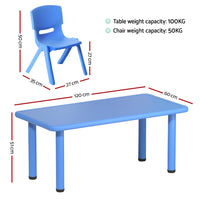 Kids Table and Chairs Study Desk Furniture 120CM Plastic Table 8 Chairs
