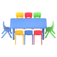 Kids Table and Chairs Study Desk Furniture 120CM Plastic Table 8 Chairs