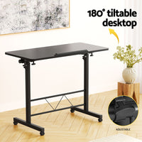 Laptop Desk Table Height Adjustable Wooden Bed Side Tables 80CM Black