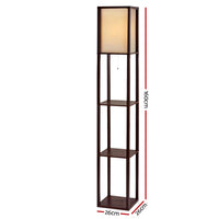 Floor Lamp 3 Tier Shelf Storage LED Light Stand Home Room Vintage Brown