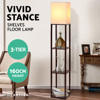 Floor Lamp 3 Tier Shelf Storage LED Light Stand Home Room Vintage White