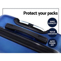 Wanderlite 3pc 20" 24" 28"Luggage Suitcase Travel Hardcase Trolley TSA Lock Blue