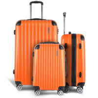 Wanderlite Luggage Set 3pc 20" 24" 28" Suitcase Hardcase Carry On Trolley Travel Orange