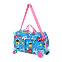 17" Kids Ride On Luggage Children Suitcase Trolley Travel Car
