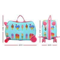 17" Kids Ride On Luggage Children Suitcase Trolley Travel Ice Cream