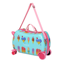 17" Kids Ride On Luggage Children Suitcase Trolley Travel Ice Cream