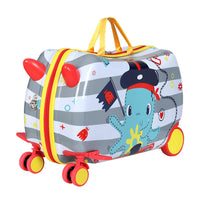 17" Kids Ride On Luggage Children Suitcase Trolley Travel Octopus