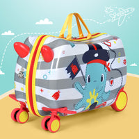 17" Kids Ride On Luggage Children Suitcase Trolley Travel Octopus