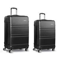 Wanderlite Luggage Set 2pc Suitcase Hardcase Trolley Travel Carry On Black