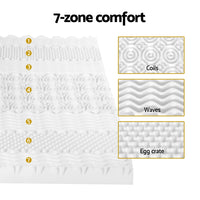 Giselle Bedding Memory Foam Mattress Topper 7-Zone Airflow Pad 8cm Queen White