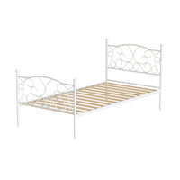 Bed Frame Metal Bed Base Single Size Platform Foundation White GROA