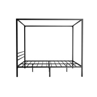 Bed Frame Metal Four-poster Platform Base Queen Size Black POCHY