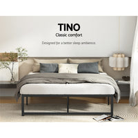 Bed Frame Metal Platform Queen Size Bed Base Mattress Black TINO