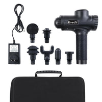 Massage Gun 30 Speed 6 Heads Vibration Muscle Massager Chargeable Black