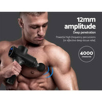 Massage Gun 30 Speed 6 Heads Vibration Muscle Massager Chargeable Black