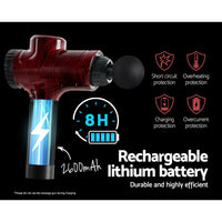 Massage Gun 30 Speed 6 Heads Vibration Muscle Massager Chargeable Red