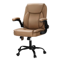 2 Point Massage Office Chair Leather Mid Back Espresso