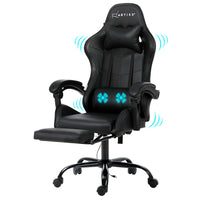 Artiss Massage Gaming Chair 2 Point PU Leather Black