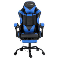 Massage Gaming Chair 2 Point PU Leather Blue
