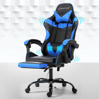 Massage Gaming Chair 2 Point PU Leather Blue