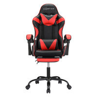 2 Point Massage Gaming Office Chair Footrest Red
