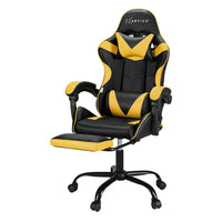 2 Point Massage Gaming Office Chair Footrest Yellow