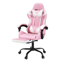 2 Point Massage Gaming Office Chair Footrest Pink
