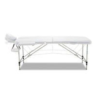 Zenses Massage Table 75cm 2 Fold Aluminium Massage Bed Portable Beauty Therapy White