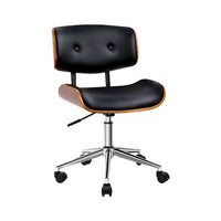 Wooden Office Chair Fabric Seat Black