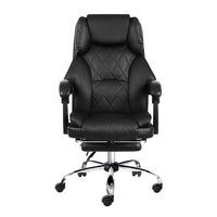 Executive Office Chair Leather Footrest Black
