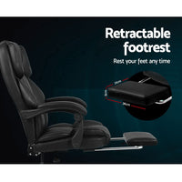 Executive Office Chair Leather Footrest Black