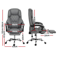 Executive Office Chair Fabric Footrest Grey