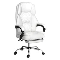 Executive Office Chair Leather Footrest White