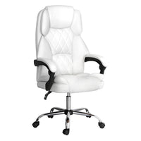 Executive Office Chair Leather Recliner White