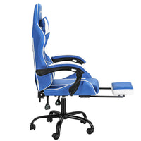Gaming Office Chair Executive Computer Leather Chairs Footrest Blue White
