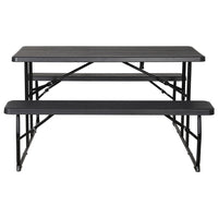 3 PCS Outdoor Dining Set Picnic Patio Bench Set Camp Folding Table HDPE