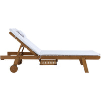 Sun Lounge Wooden Lounger Outdoor Furniture Day Bed Wheel Patio White