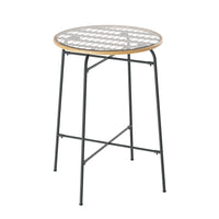 Outdoor Bar Table Wicker Dining Bistro Patio Balcony Glass Table Steel
